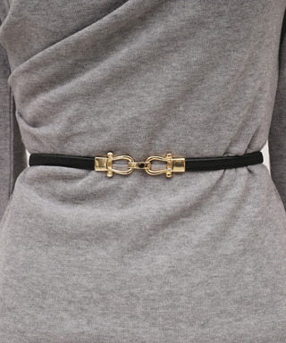 ゴールドバックル細ベルト