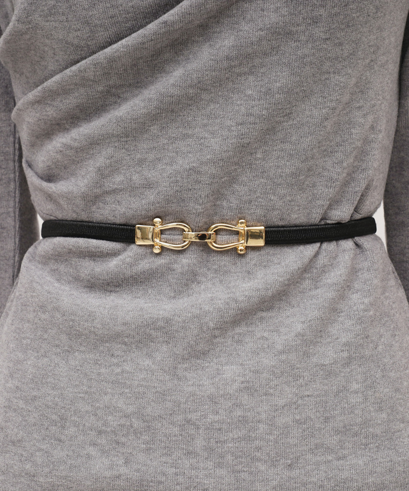 ゴールドバックル細ベルト 詳細画像 ブラック 1