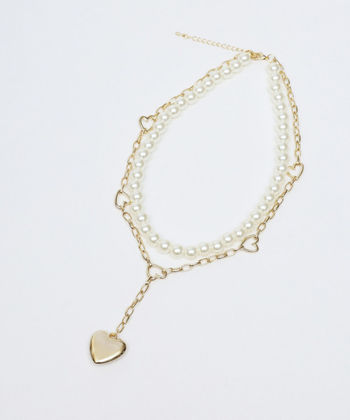 パールチェーンハートトップネックレス 詳細画像