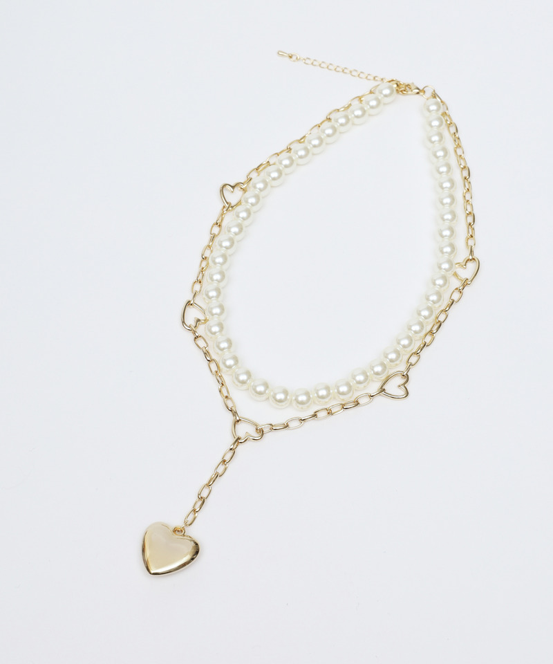 パールチェーンハートトップネックレス 詳細画像 ゴールド 1