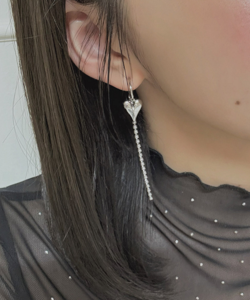 ハートチャームチェーンピアス 詳細画像 シルバー 2