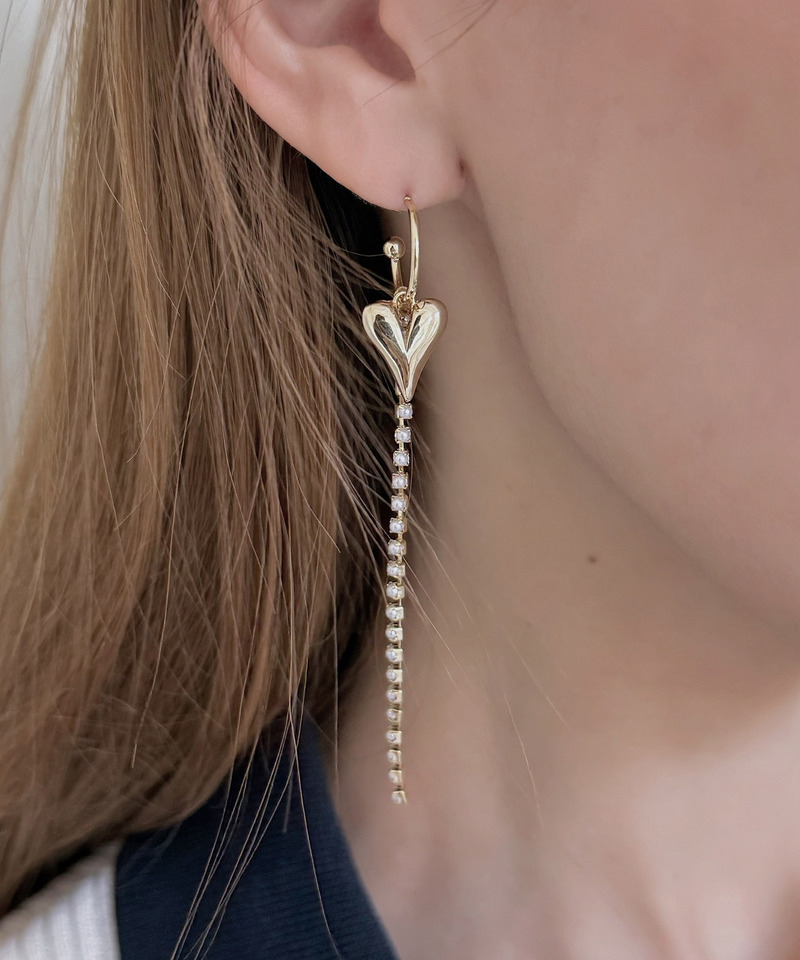 ハートチャームチェーンピアス 詳細画像 ゴールド 4