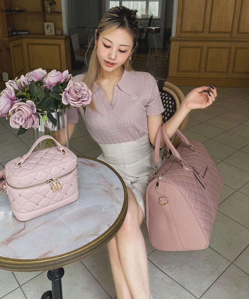 公式通販限定カラーあり【Mサイズ】キルティングボストンBAG 詳細画像 ピンク 5