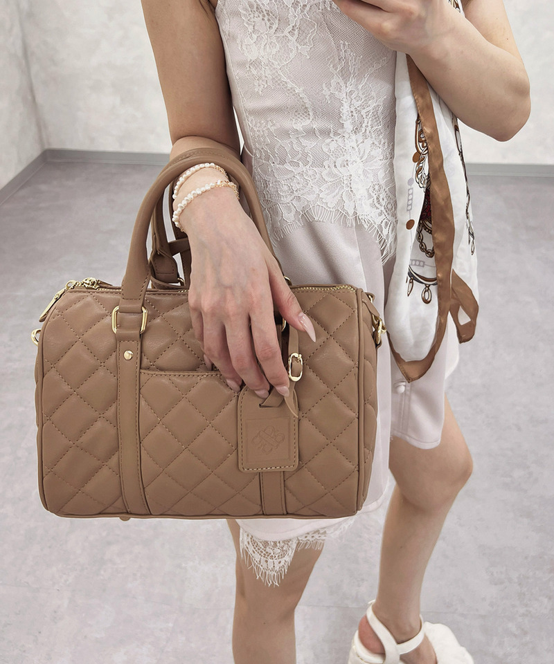 【公式通販限定カラーあり】キルティングボストンミニBAG 詳細画像 ブラウン 4