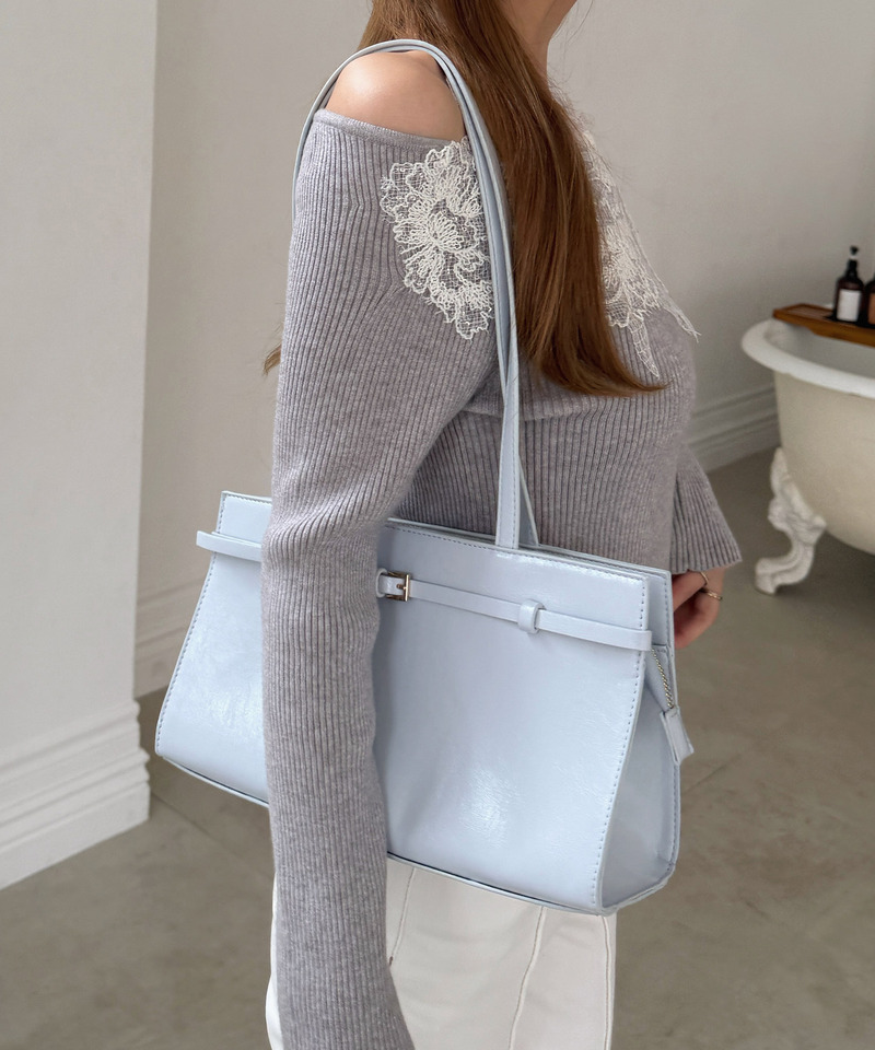 フェイクレザーハンドルBAG 詳細画像 ブルー 3