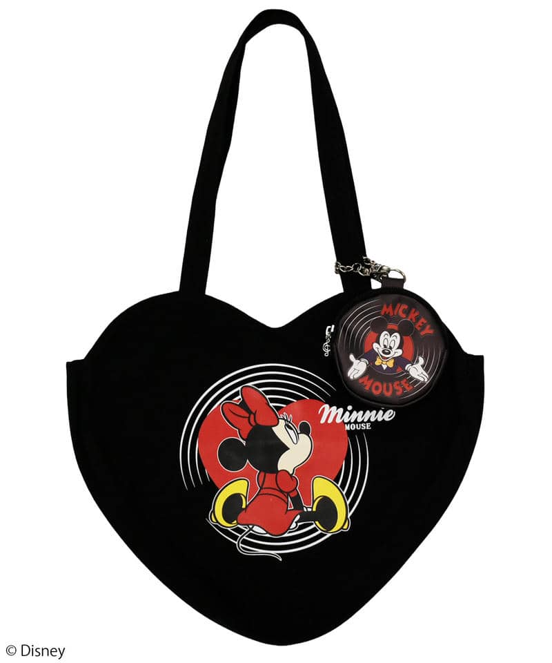 【Disney】ミニー/レコード風/ハート型バッグ 詳細画像 ブラック 2