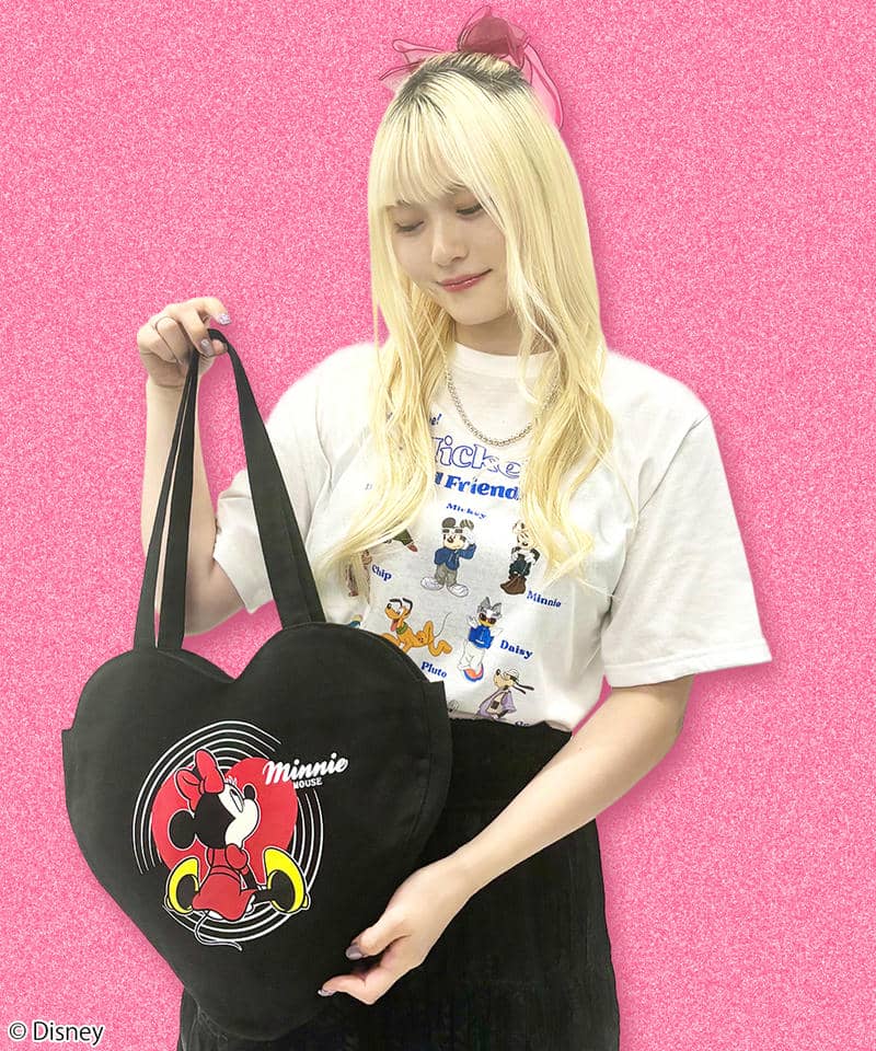 【Disney】ミニー/レコード風/ハート型バッグ 詳細画像 ブラック 4