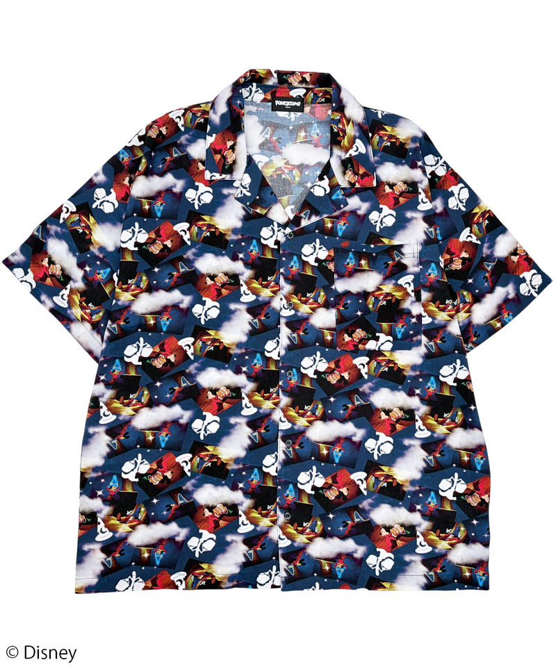 【Disney】Fantasia/ソーサラーミッキー/総柄シャツ(PONEYCOMB TOKYO) 詳細画像 ネイビー 1