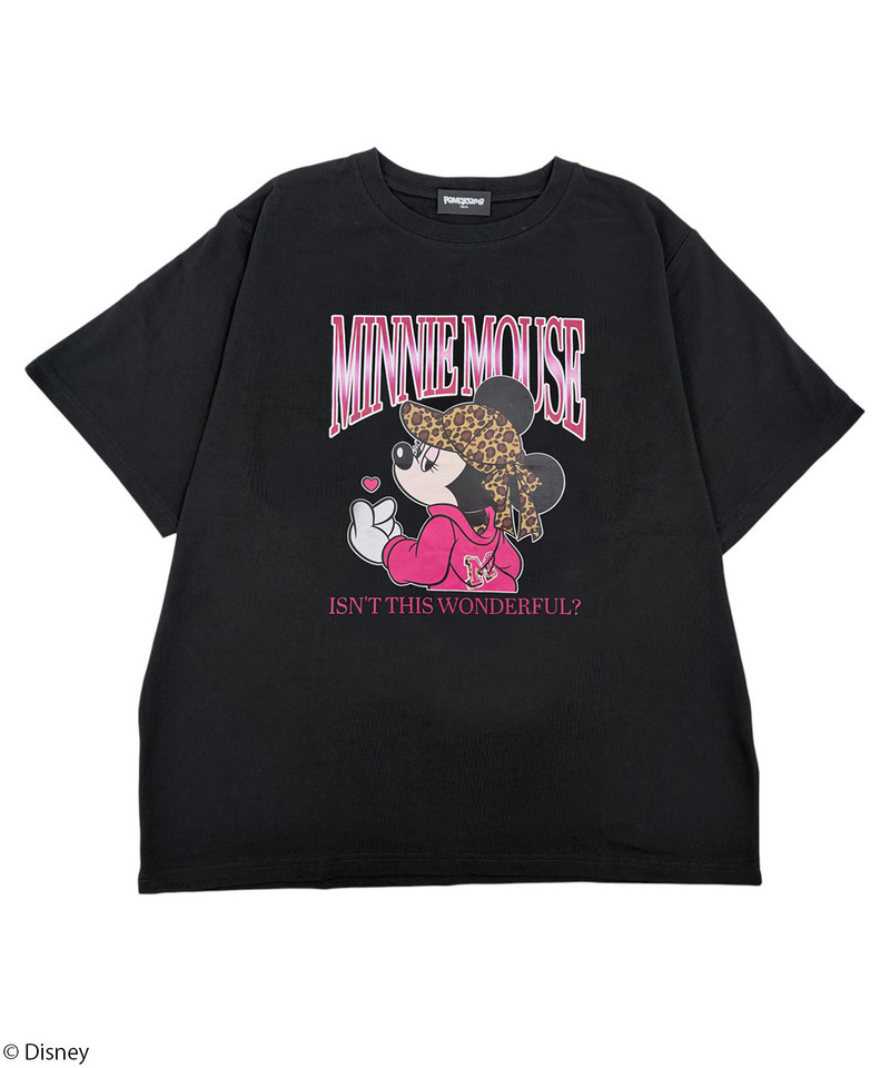 【Disney】ミニーマウス/ヒョウ柄/Tシャツ(PONEYCOMB TOKYO) 詳細画像 ブラック 1