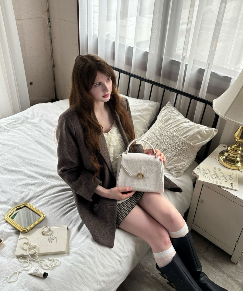 mytwilight ハラコ調 PARISモチーフ 台形ミニバッグ 詳細画像 オフホワイト 12