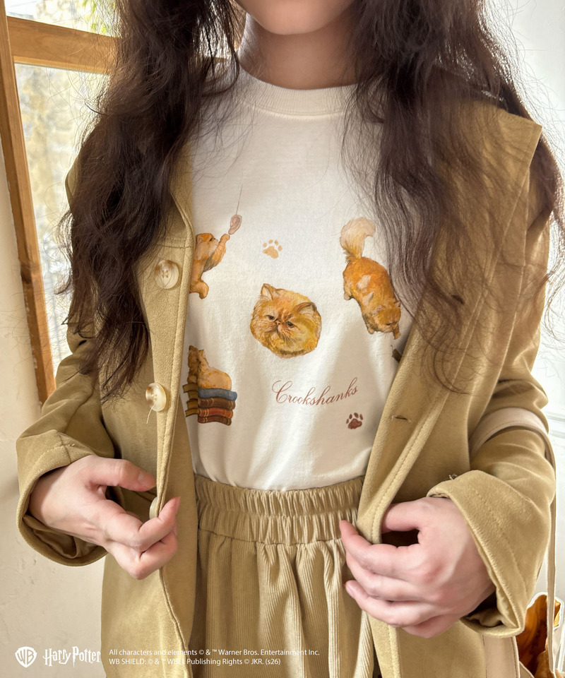 【Harry Potter】キャットプリント Tシャツ 詳細画像 ベージュ 1