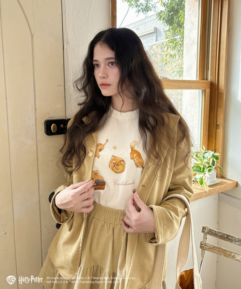 【Harry Potter】キャットプリント Tシャツ 詳細画像 ベージュ 11