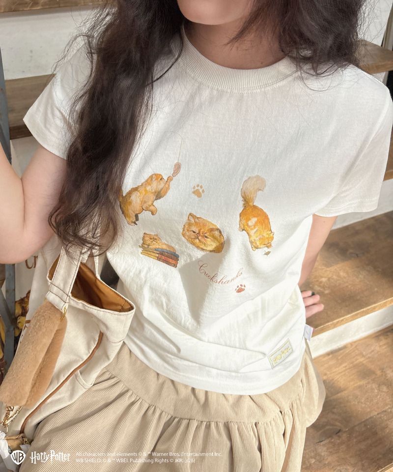 【Harry Potter】キャットプリント Tシャツ 詳細画像 ベージュ 6