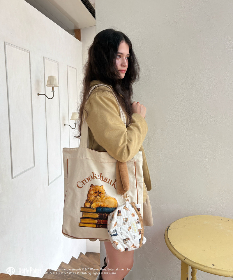 【Harry Potter】キャットプリント トートバッグ 詳細画像 ベージュ 6