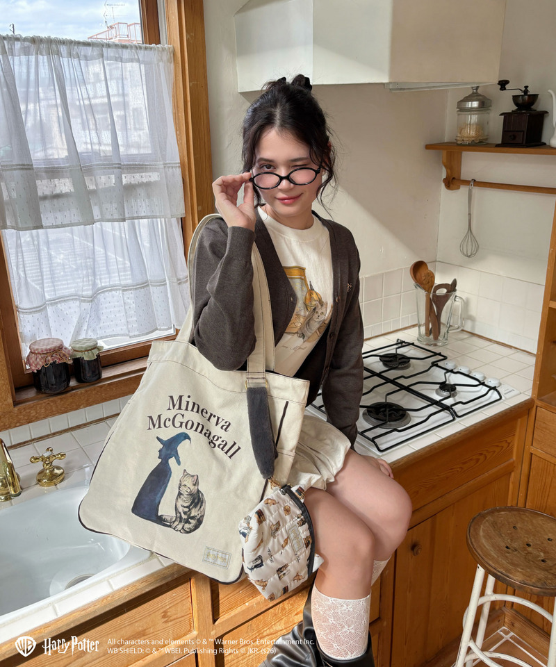 【Harry Potter】キャットプリント トートバッグ 詳細画像 グレー 5