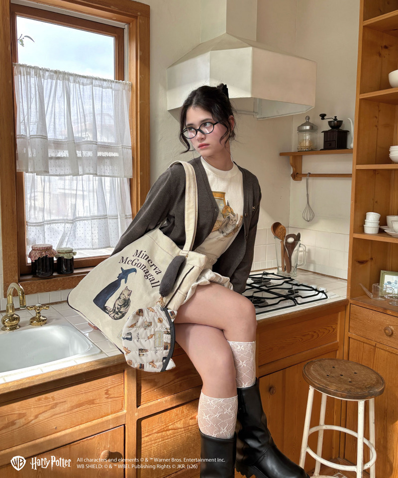 【Harry Potter】キャットプリント トートバッグ 詳細画像 グレー 6