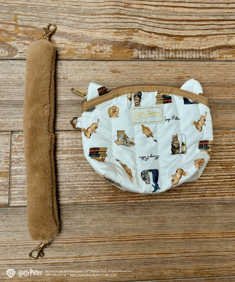 【Harry Potter】キャット 総柄 ファーハンドルポーチ 詳細画像 グレー 3