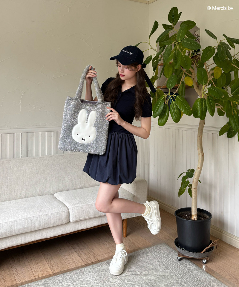 【miffy】 ダイカット ラメニット トートバッグ 詳細画像 シルバー 2