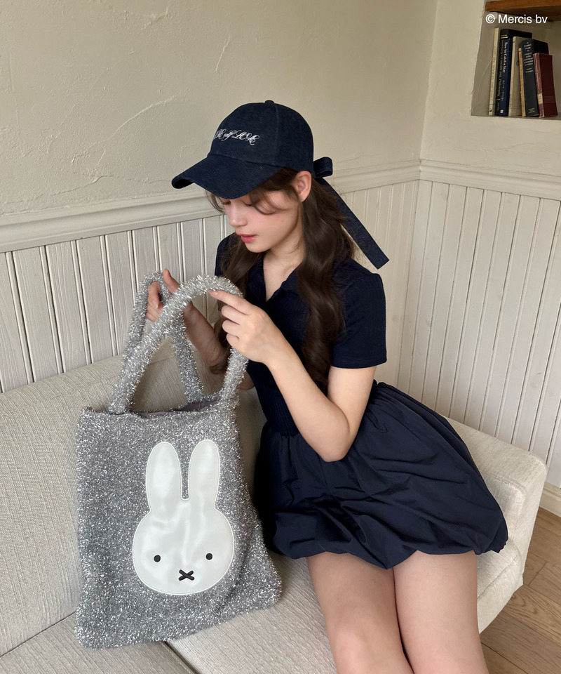 【miffy】 ダイカット ラメニット トートバッグ 詳細画像 シルバー 4