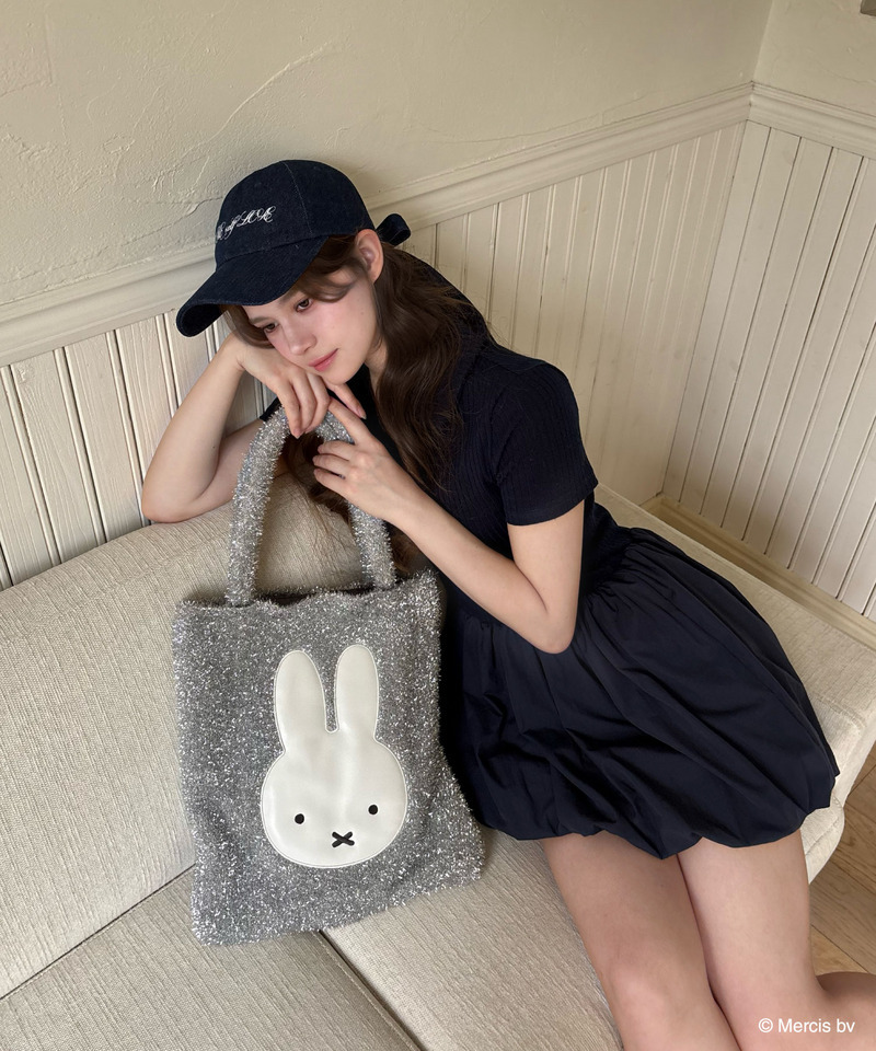 【miffy】 ダイカット ラメニット トートバッグ 詳細画像 シルバー 5
