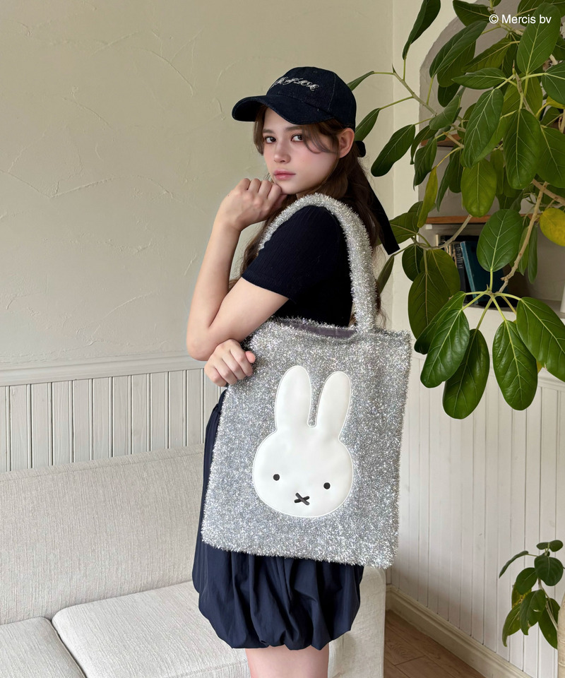 【miffy】 ダイカット ラメニット トートバッグ 詳細画像 シルバー 6