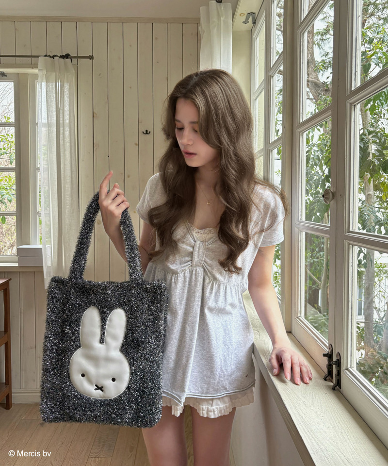 【miffy】 ダイカット ラメニット トートバッグ 詳細画像 ブラック 3