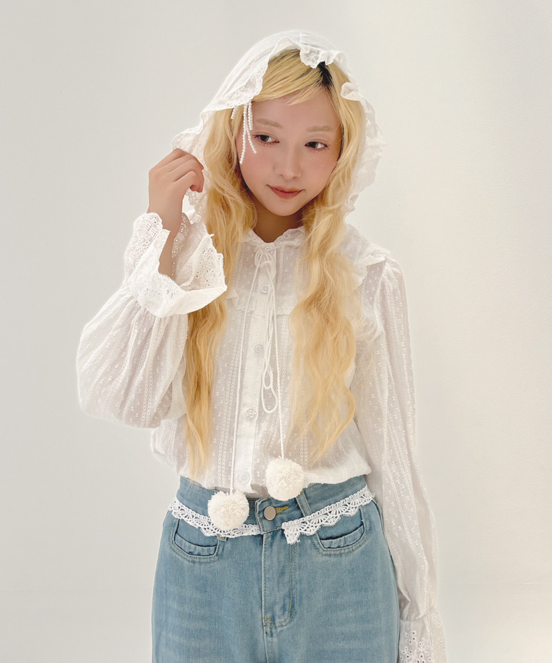 ポンポンフリルブラウス 詳細画像 オフホワイト 16